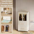 Axyaa Multi-Tier Storage Cabinet, Heavy-Duty Organizer with Rollers, Single/Double Door Design