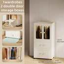 Axyaa Multi-Tier Storage Cabinet, Heavy-Duty Organizer with Rollers, Single/Double Door Design