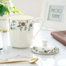 Axyaa Bone  Wake Up Coffee Mug, Flower Tea Cup with Lid