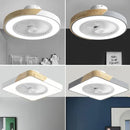 Axyaa Bladeless Remote Control Wood LED Ceiling Fan-Light, Modern Low Profile Square/Round Design