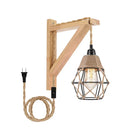 Axyaa Country Style Wood Rope Wall Lamp Retro Cafe Bedroom Light