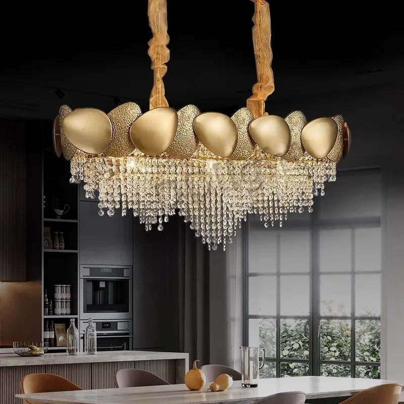 Axyaa Crystal Tassels Pendant Chandelier: Modern Dimmable LED Luxury Lighting