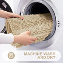Axyaa Chenille Bath Mat - Absorbent & Non-Slip Plush Shaggy Bathroom Rug