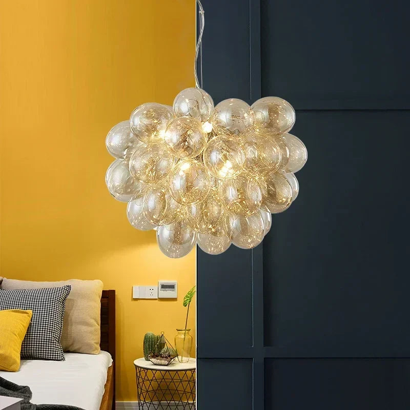 Axyaa Bubble Glass LED Chandelier Lighting for Living Room Home Decor