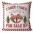 Axyaa Christmas Candy Cane & Bell Prints Cushion Cover for Sofa, Bedroom, Car