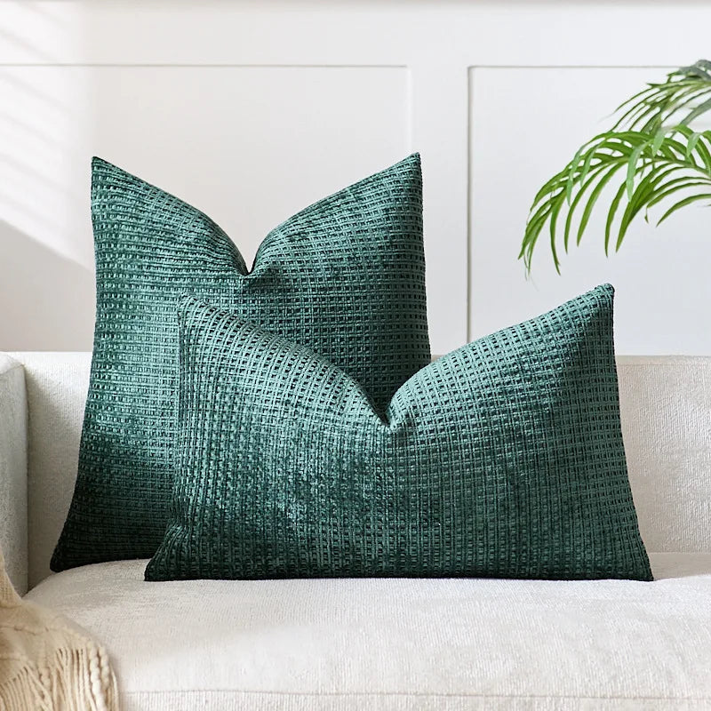 Axyaa Chenille Cushion Cover Solid Color Elegant Square 45x45cm 50x50cm