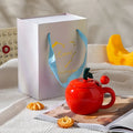 Axyaa Apple Ceramic Coffee Cup Set for Couples - Creative Christmas Gift