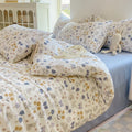 Axyaa Korean Floral Bedding Set 2025: Washed Cotton Duvet Cover, Girls Bedding Sheet Sets