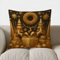 Axyaa Deer Tree Gift Cushion Cover for Sofa Bedroom Car - Golden Christmas Pattern