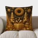 Axyaa Deer Tree Gift Cushion Cover for Sofa Bedroom Car - Golden Christmas Pattern