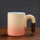 Axyaa Gradient Mug: Large-capacity Rough Pottery Coffee Cup with Handle