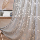 Axyaa Gray Leaf Jacquard Window Curtain for Home Decor