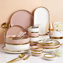Axya Porcelain Dinner Plate Set with Gold Rim, Kitchen Ceramics Food Dishes