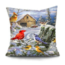 Axyaa Bird Oil Painting Cushion Cover - Chinese Style Home Decor