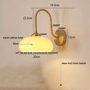 Axyaa Glass LED Wall Sconce, Pull Chain Switch Nordic Copper Light Fixture