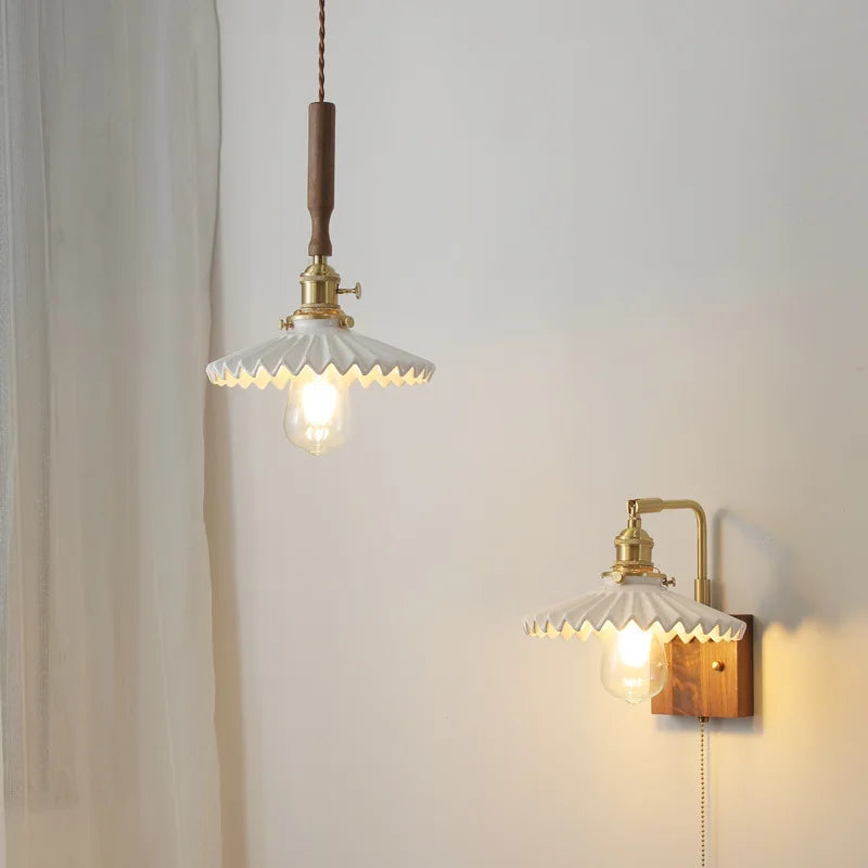 Axyaa Copper Ceramic LED Pendant Light with Knob Switch Fixtures