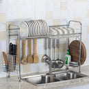 Axyaa Stainless Steel Plate Rack Holder for Over the Sink, Kitchen Tableware Organizer