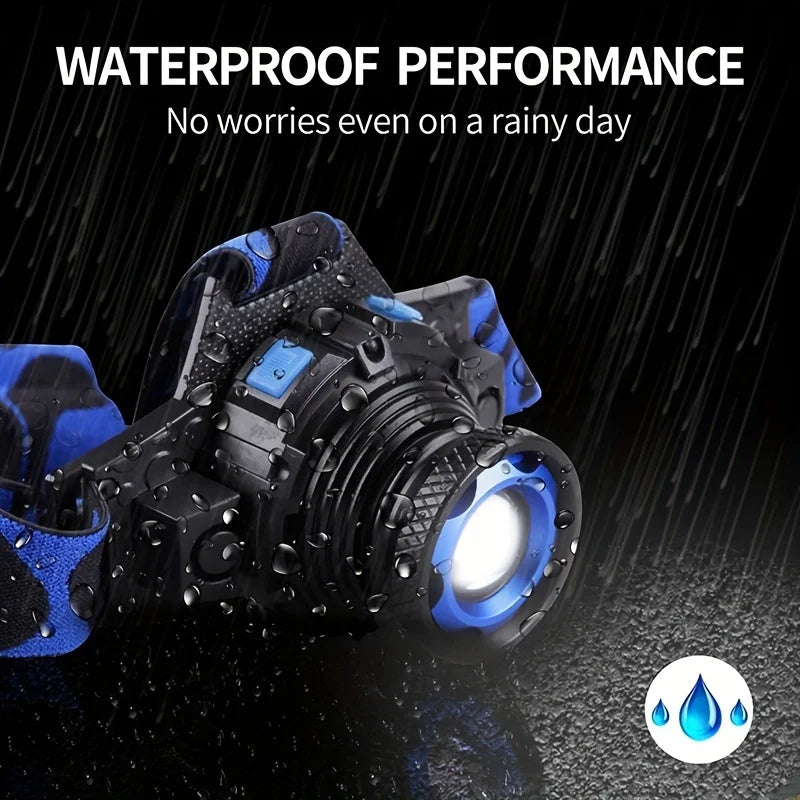 Axya LED Headlamp: Bright, Waterproof, Zoomable, 3 Modes - Perfect for Outdoors