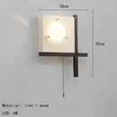 Axyaa LED Wall Lamp Dark Wood Clear Glass Sconce for Bedroom Foyer Stairs
