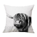 Axyaa Highland Cow Linen Pillow Cover - 45x45CM Home Sofa Throw Cushion for Bed & Car