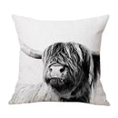 Axyaa Highland Cow Linen Pillow Cover - 45x45CM Home Sofa Throw Cushion for Bed & Car