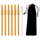 Axyaa Ice-sugar Gourd Glass Straws (8Pcs) - Bar Accessories for Drinks, Smoothies, Juice