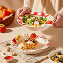 Axyaa Cute Straw Hat Dessert Plate - Delicate Ceramic Fruit Breakfast Tableware