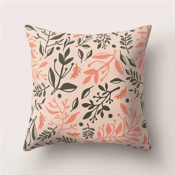 Tropical Cactus Flower Cat Print Pillow Cover 45X45CM for Home Sofa Chair