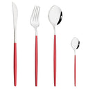 Axyaa Stainless Steel Red Silverware Set for Dining Table