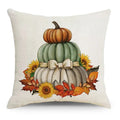Axyaa Thanksgiving Pumpkin Maple Leaves Linen Cushion Cover for Home Decor