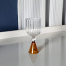 Axyaa Nordic Ripple Red Wine Glass with Ball Stem - Blue Amber Base