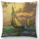 Axyaa Castle Lighthouse Scenery Painting Cushion Cover - Sofa Pillowcase