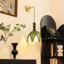 Axyaa Vintage LED Wall Light with Green Cloth Shade