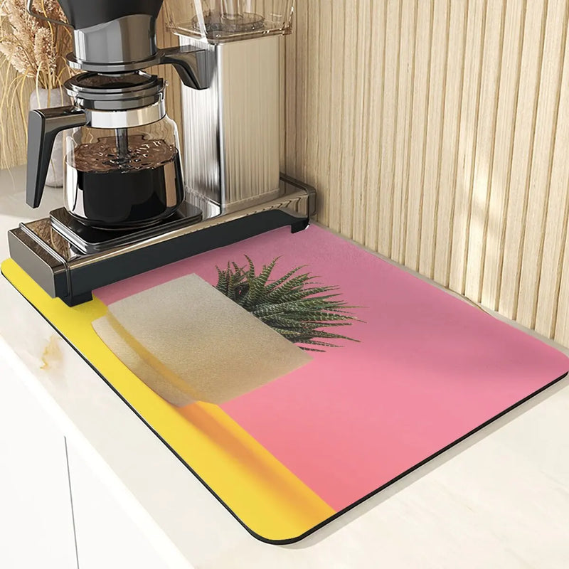 Axyaa Cactus Silicone Coasters Set for Kitchen Table - Absorbent Drying Mat