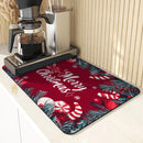 Axyaa Christmas Fir Diatoms Kitchen Counter Drain Mat