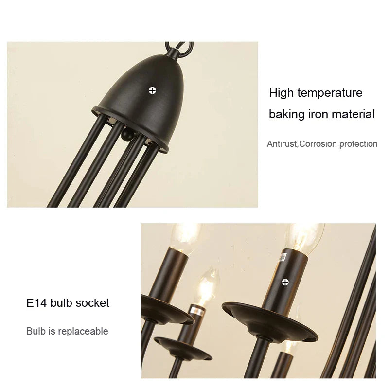 Axyaa Rural Iron Chandelier for Living Room Dining Room Bedroom Balcony Retro Restaurant