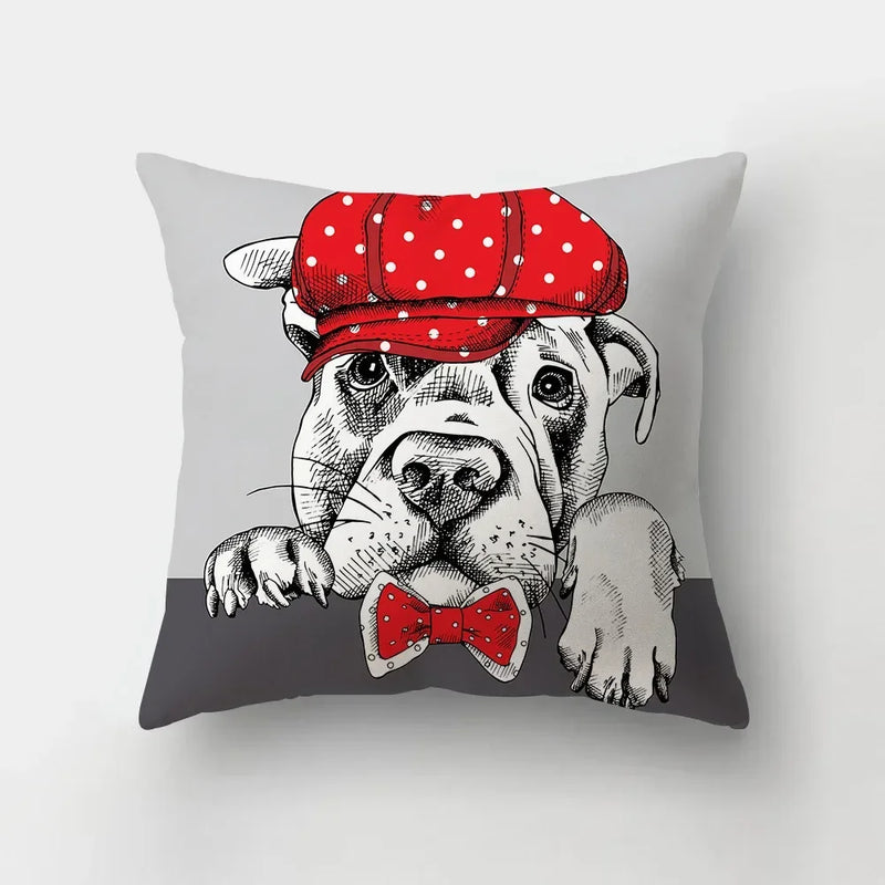 Axyaa Cartoon Dogs Landscape Cushion Cover - 45x45cm Sofa Home Decor