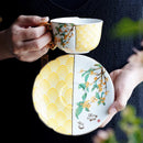 Axyaa Exquisite Ceramic Splicing Tea Cup Set for Elegant Afternoon Enjoyment