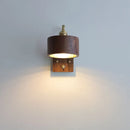 Axyaa Walnut Wood LED Wall Sconce Vintage Copper Vanity Light