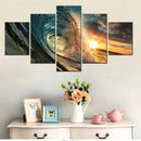 Axyaa Ocean Waves Sunset Canvas Wall Art Print - Modern Home Decor Painting