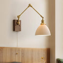 Axyaa Copper Swing LED Wall Light with Pull Chain Switch, Wide Rotation, Walnut Canopy