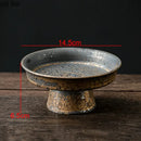 Axyaa Retro Ceramic Fruit Tray High Foot Dessert Plates for Home Kitchen Tableware