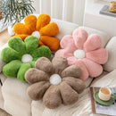 Axyaa Flower Shaped Faux Fur Pillow, 45x45cm, Green, Orange, Pink, Brown