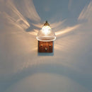 Axyaa Clear Glass LED Wall Lights with Modern Toggle Switch, Walnut Copper Stair Light
