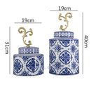 Axyaa Blue & White Porcelain Vase Jar: Classic Chinese Home Decor & Organization