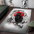 Axyaa Black and White Cat Floor Mat: Non-Slip Carpet for Home Decor