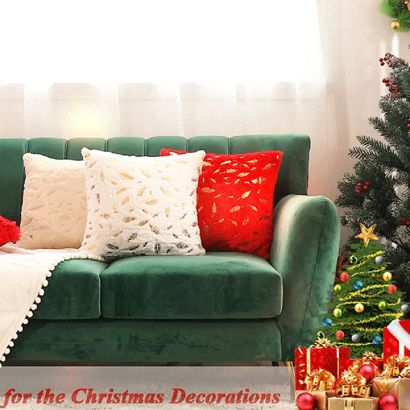 Axyaa Bronzing Golden Feather Style Plush Pillowcase for Festive Home Decor