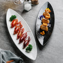 Axyaa Long Leaf Plate - Premium Ceramic Sushi Platter
