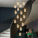 Axyaa Crystal Chandelier LED Pendant Lamp Modern Design Gold Hanging Light