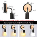 Axyaa Modern Wood Wall Lamp Sconce E27 Vintage Indoor Lighting for Living Room
